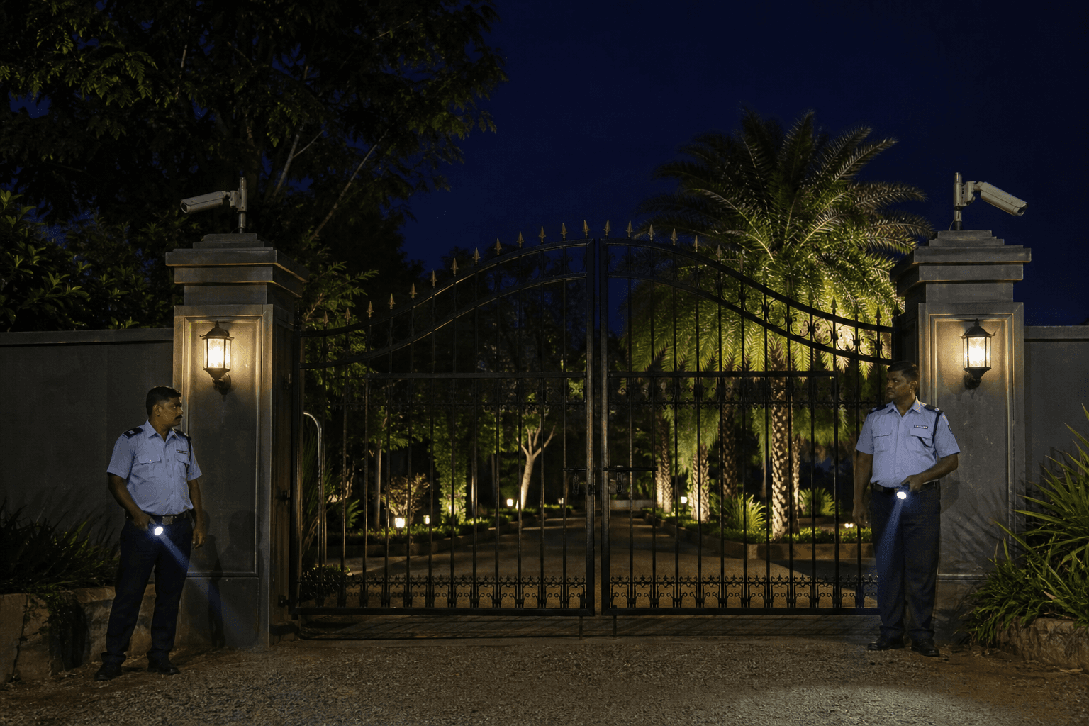 A Your Bhoomi field representative at the gate of a plot